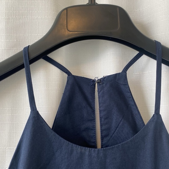 Amanda Uprichard “Violet” Navy Blue Halter Dress Cotton $168 Size Medium - Picture 5 of 11